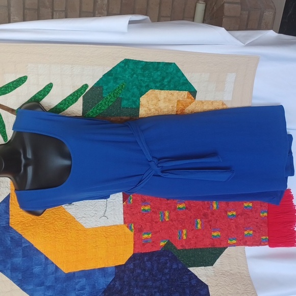 Discreet tank Dress, Blue, ribbed, belted, 3X NWT - Picture 1 of 8